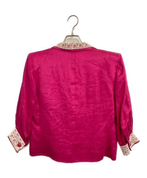 GIVENCHY（ジバンシィ）GIVENCHY (ジバンシィ) ヴィンテージリネン&レースジャケット ローズピンク サイズ:SIZE 13の古着・服飾アイテム