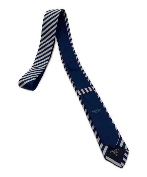 PRADA（プラダ）PRADA (プラダ) シルクネクタイ ネイビー×グレー サイズ:-の古着・服飾アイテム