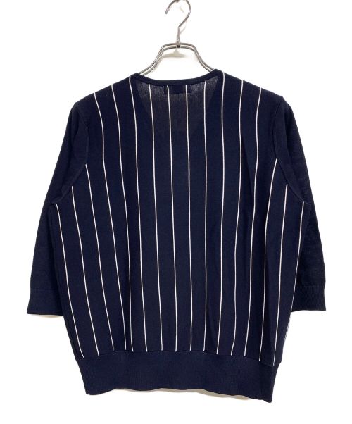 J.PRESS（ジェイプレス）J.PRESS (ジェイプレス) COOL POTTER ストライプ柄Vネックニット ネイビー サイズ:13 未使用品の古着・服飾アイテム