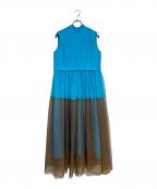 miele grandeミエーレグランデ）の古着「sleeveless bycolor tulle onepiece」｜ブルー×ブラウン