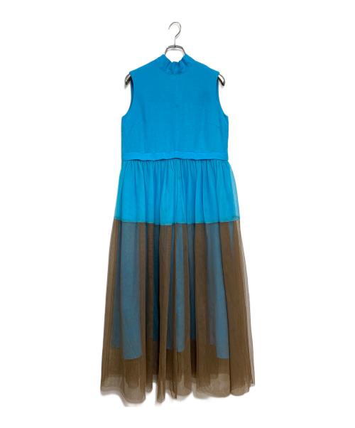 miele grande（ミエーレグランデ）miele grande (ミエーレグランデ) sleeveless bycolor tulle onepiece ブルー×ブラウン サイズ:SIZE 38の古着・服飾アイテム