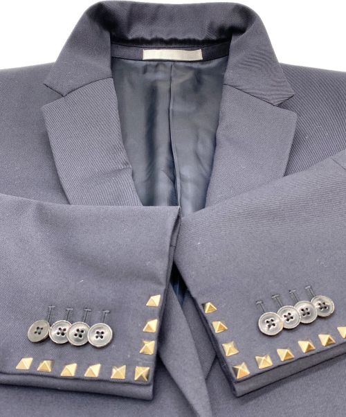 VALENTINO（ヴァレンティノ）VALENTINO (ヴァレンティノ) ロックスタッズ付 紺ブレザー ネイビー サイズ:SIZE 48 (M)の古着・服飾アイテム
