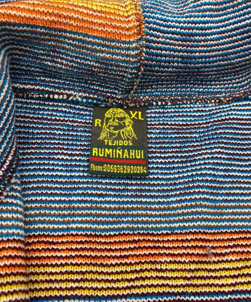 RUMINAHUI（ルミナウィ）RUMINAHUI (ルミナウィ) 90's エクアドルニット フーディ ブルー系マルチカラー サイズ:SIZE US XLの古着・服飾アイテム