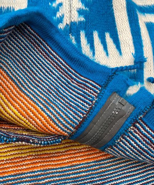 RUMINAHUI（ルミナウィ）RUMINAHUI (ルミナウィ) 90's エクアドルニット フーディ ブルー系マルチカラー サイズ:SIZE US XLの古着・服飾アイテム