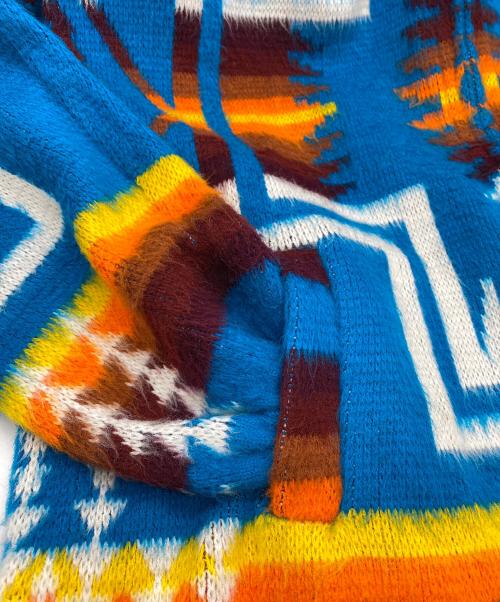 RUMINAHUI（ルミナウィ）RUMINAHUI (ルミナウィ) 90's エクアドルニット フーディ ブルー系マルチカラー サイズ:SIZE US XLの古着・服飾アイテム