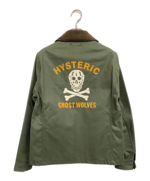 Hysteric Glamour（ヒステリックグラマー）Hysteric Glamour (ヒステリックグラマー) GHOST WOLVES刺繍チノラウンドカラージャケット グリーン サイズ:SIZE Mの古着・服飾アイテム