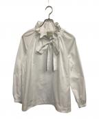 UNITED ARROWS TOKYOユナイテッドアローズトウキョウ）の古着「ギャザーフリルリボンブラウス」｜ホワイト