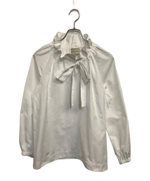 UNITED ARROWS TOKYO（ユナイテッドアローズトウキョウ）UNITED ARROWS TOKYO (ユナイテッドアローズトウキョウ) ギャザーフリルリボンブラウス ホワイト サイズ:SIZE 38の古着・服飾アイテム