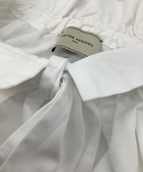UNITED ARROWS TOKYO（ユナイテッドアローズトウキョウ）UNITED ARROWS TOKYO (ユナイテッドアローズトウキョウ) ギャザーフリルリボンブラウス ホワイト サイズ:SIZE 38の古着・服飾アイテム