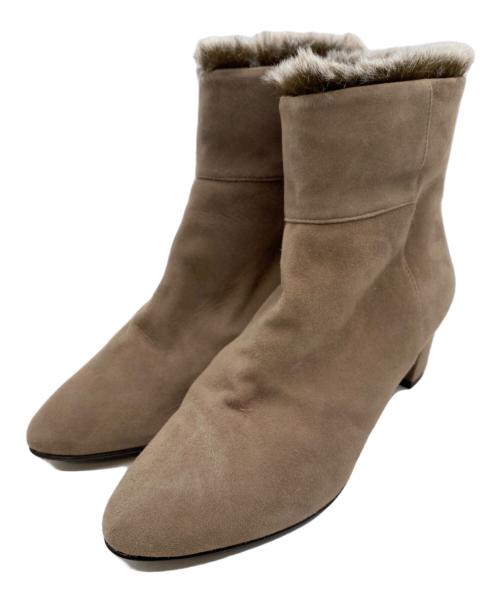 HIMIKO on Rouge（ヒミコ オン ルージュ）HIMIKO on Rouge (ヒミコ オン ルージュ) ファーショートブーツ ベージュ サイズ:SIZE 23cmの古着・服飾アイテム