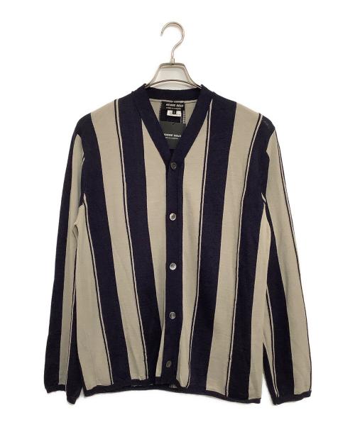 COMME des GARCONS HOMME DEUX（コムデギャルソン オム ドゥ）COMME des GARCONS HOMME DEUX (コムデギャルソン オム ドゥ) ストライプニットカーディガン ネイビー×グレー サイズ:SIZE L 未使用品の古着・服飾アイテム