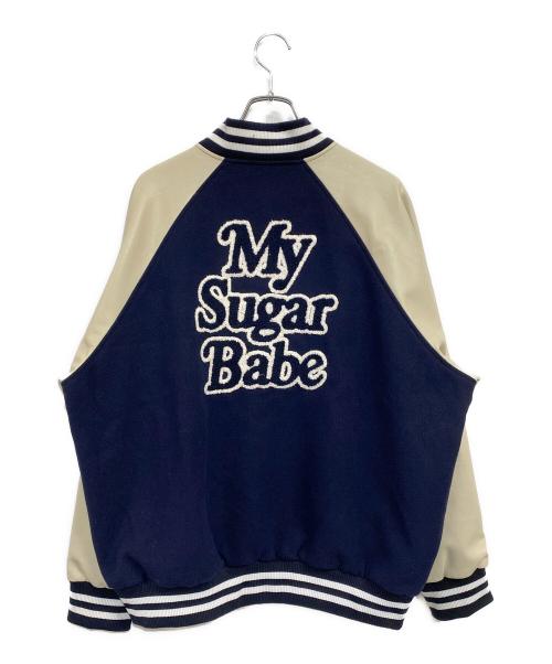 My Sugar Babe（マイシュガーベイブ）My Sugar Babe (マイシュガーベイブ) スタジャン ネイビー×ベージュ サイズ:SIZE Lの古着・服飾アイテム