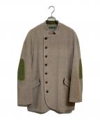 ohtaオオタ）の古着「エルボーパッチ マオカラージャケット」｜ベージュ×グリーン