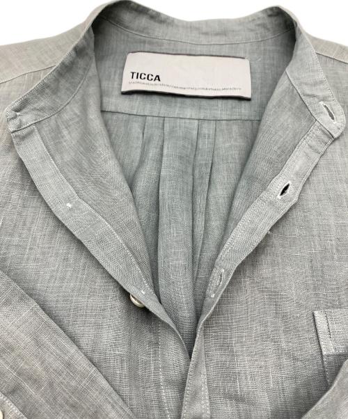 ticca（ティッカ）ticca (ティッカ) リネンノーカラーシャツ グレー サイズ:ＦＲＥＥの古着・服飾アイテム