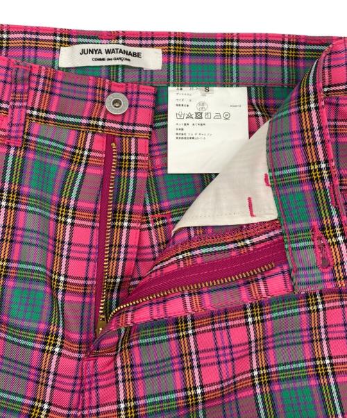 JUNYA WATANABE COMME des GARCONS（ジュンヤワタナベ コムデギャルソン）JUNYA WATANABE COMME des GARCONS ((ジュンヤワタナベ コムデギャルソン) ポリタータンチェックパンツ ピンク サイズ:SIZE Sの古着・服飾アイテム