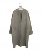 CINOHチノ）の古着「カシミヤMIXノーカラーリバーコート」｜グレー