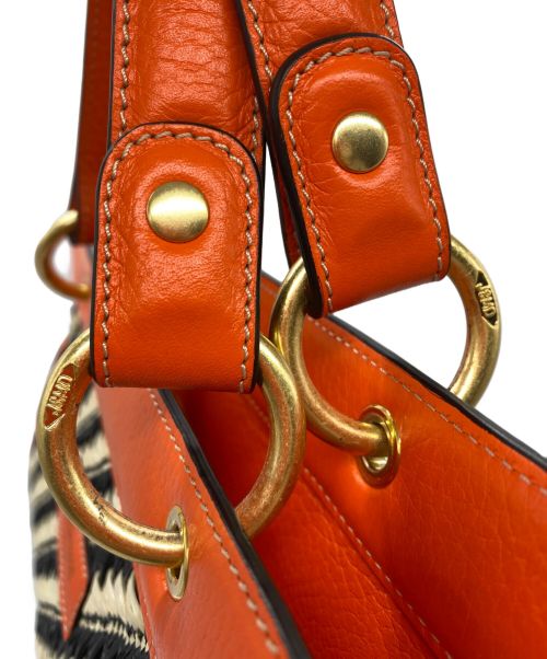 J&M DAVIDSON（ジェイ＆エム デヴィッドソン）J&M DAVIDSON (ジェイ＆エム デヴィッドソン) ハンドバッグ オレンジ×ブラックの古着・服飾アイテム