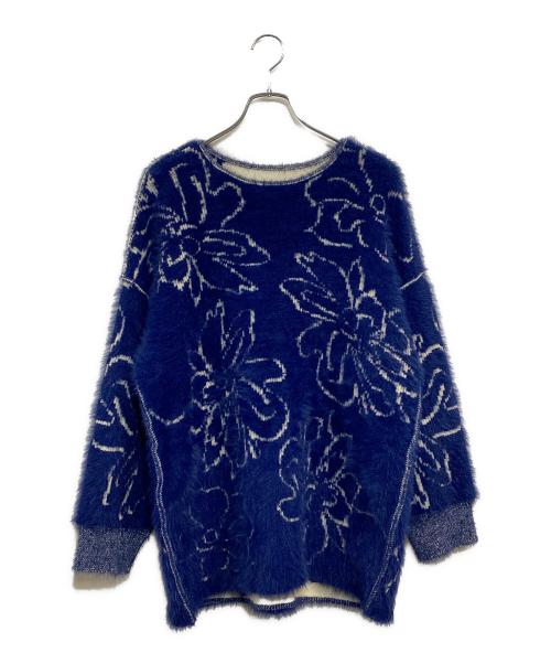 sahara（サハラ）sahara (サハラ) Reversible Jacquard Knit ブルー×ホワイト サイズ:SIZE Freeの古着・服飾アイテム