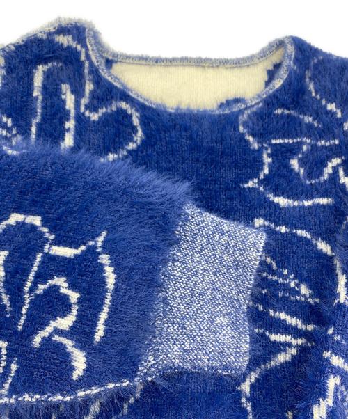 sahara（サハラ）sahara (サハラ) Reversible Jacquard Knit ブルー×ホワイト サイズ:SIZE Freeの古着・服飾アイテム