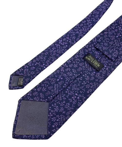 Jean Paul Gaultier homme（ジャンポールゴルチェオム）Jean Paul Gaultier homme (ジャンポールゴルチェオム) フラワー刺繍タイ ネイビー×パープル サイズ:-の古着・服飾アイテム