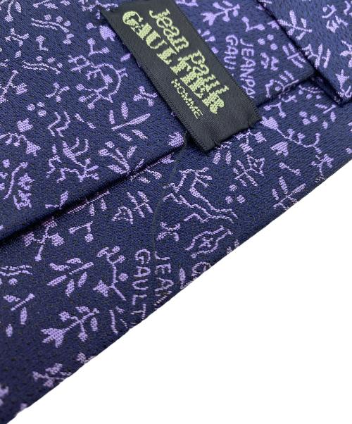 Jean Paul Gaultier homme（ジャンポールゴルチェオム）Jean Paul Gaultier homme (ジャンポールゴルチェオム) フラワー刺繍タイ ネイビー×パープル サイズ:-の古着・服飾アイテム
