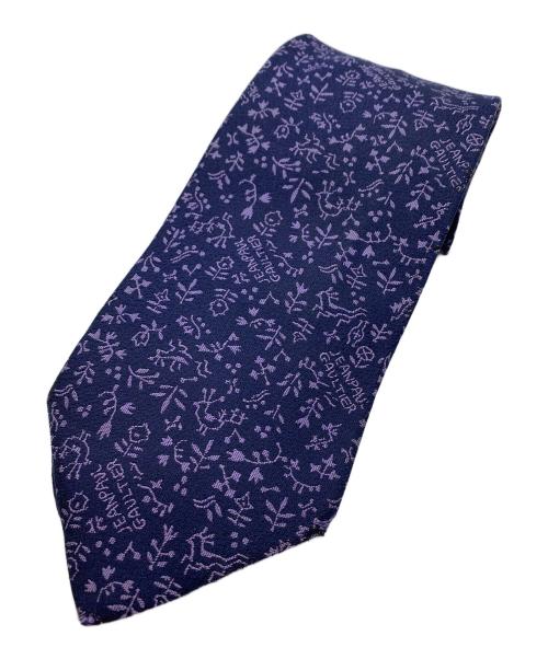 Jean Paul Gaultier homme（ジャンポールゴルチェオム）Jean Paul Gaultier homme (ジャンポールゴルチェオム) フラワー刺繍タイ ネイビー×パープル サイズ:-の古着・服飾アイテム