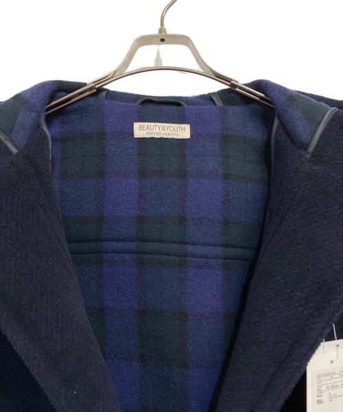 BEAUTY&YOUTH（ビューティーアンドユース）BEAUTY&YOUTH (ビューティーアンドユース) カットスパイラルチェックダッフルコート ネイビー サイズ:SIZE Mの古着・服飾アイテム