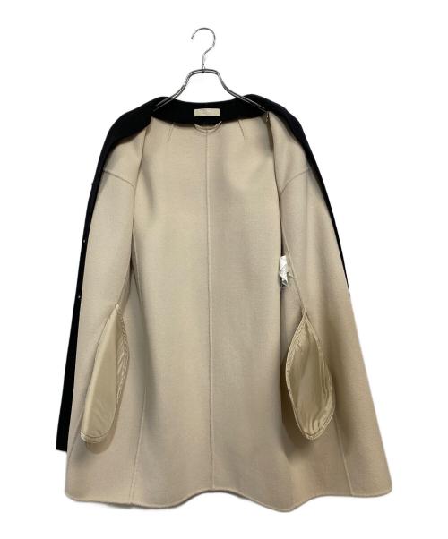 MaxMara（マックスマーラ）MaxMara (マックスマーラ) クチートアマーノノーカラーコート ベージュ×ブラックパイピング サイズ:SIZE 42 (L)の古着・服飾アイテム