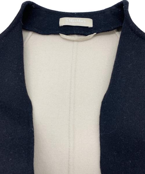 MaxMara（マックスマーラ）MaxMara (マックスマーラ) クチートアマーノノーカラーコート ベージュ×ブラックパイピング サイズ:SIZE 42 (L)の古着・服飾アイテム