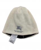 BURBERRY BLACK LABELバーバリーブラックレーベル）の古着「ロゴプリント ビーニー」｜オフホワイト