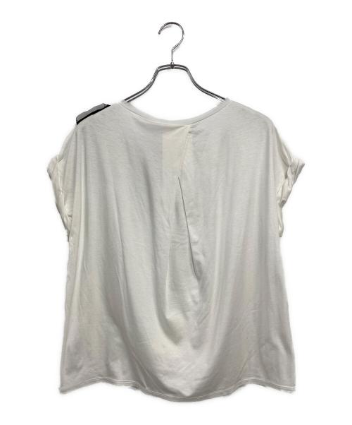 LANVIN en Bleu（ランバンオンブルー）LANVIN en Bleu (ランバンオンブルー) 半袖カットソー ホワイト×ブラック サイズ:SIZE 38 未使用品の古着・服飾アイテム