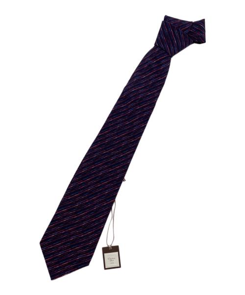 Christian Dior MONSIEUR（クリスチャンディオールムッシュ）Christian Dior MONSIEUR (クリスチャンディオールムッシュ) ヴィンテージ刷毛目ストライプネクタイ レッド×ネイビー サイズ:無し 未使用品の古着・服飾アイテム