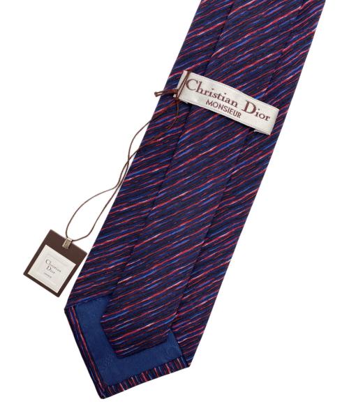 Christian Dior MONSIEUR（クリスチャンディオールムッシュ）Christian Dior MONSIEUR (クリスチャンディオールムッシュ) ヴィンテージ刷毛目ストライプネクタイ レッド×ネイビー サイズ:無し 未使用品の古着・服飾アイテム