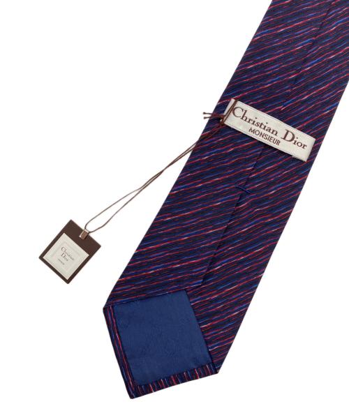 Christian Dior MONSIEUR（クリスチャンディオールムッシュ）Christian Dior MONSIEUR (クリスチャンディオールムッシュ) ヴィンテージ刷毛目ストライプネクタイ レッド×ネイビー サイズ:無し 未使用品の古着・服飾アイテム