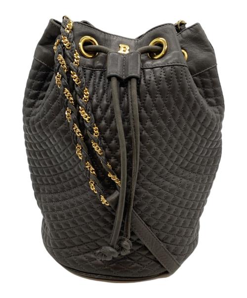 BALLY（バリー）BALLY (バリー) キルティング巾着ショルダーバッグ ダークグレーの古着・服飾アイテム