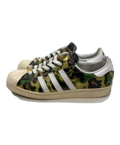 adidas（アディダス）adidas (アディダス) A BATHING APE (ア ベイシング エイプ) SUPER STAR 80's グリーン サイズ:27㎝の古着・服飾アイテム
