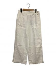POLO RALPH LAUREN（ポロ・ラルフローレン）の古着「リネン サイドボタンワイドパンツ」｜ホワイト