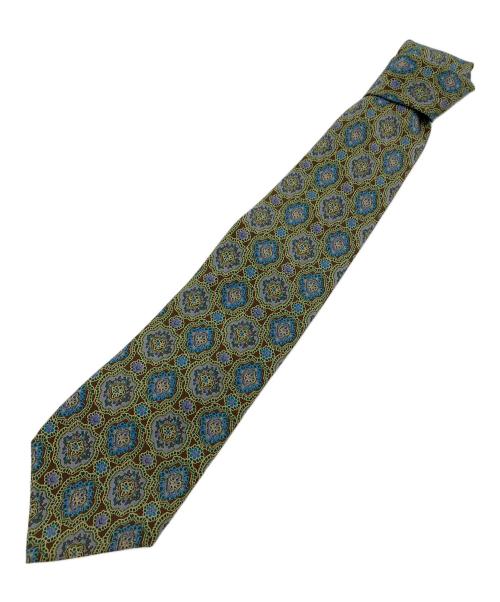 Christian Dior MONSIEUR（クリスチャンディオールムッシュ）Christian Dior MONSIEUR (クリスチャンディオールムッシュ) ヴィンテージダマスク柄ネクタイ グリーン×ブラウン サイズ:無しの古着・服飾アイテム