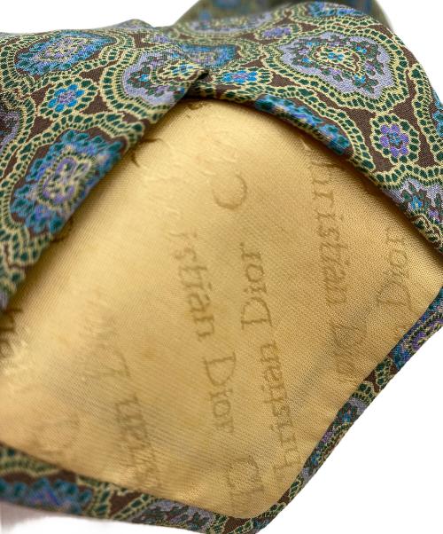 Christian Dior MONSIEUR（クリスチャンディオールムッシュ）Christian Dior MONSIEUR (クリスチャンディオールムッシュ) ヴィンテージダマスク柄ネクタイ グリーン×ブラウン サイズ:無しの古着・服飾アイテム