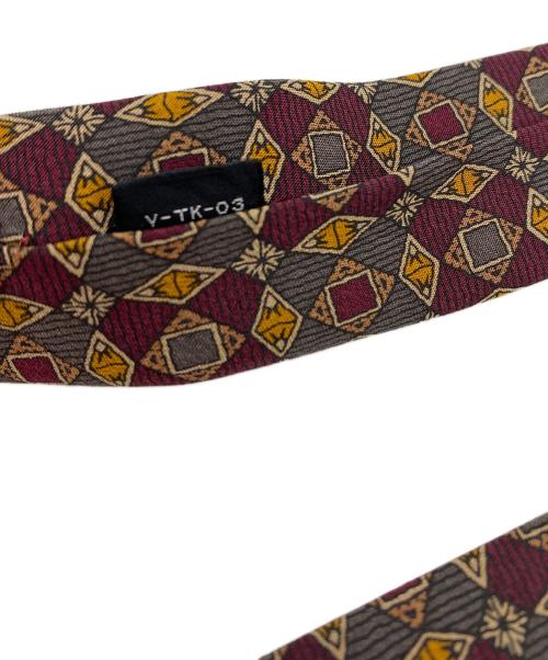 Christian Dior MONSIEUR（クリスチャンディオールムッシュ）Christian Dior MONSIEUR (クリスチャンディオールムッシュ) ヴィンテージジオメトリック柄ネクタイ ボルドー×ベージュ サイズ:無しの古着・服飾アイテム