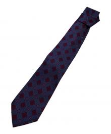 Christian Dior MONSIEUR（クリスチャンディオールムッシュ）の古着「ヴィンテージジオメトリック柄ネクタイ」｜ネイビー×ボルドー