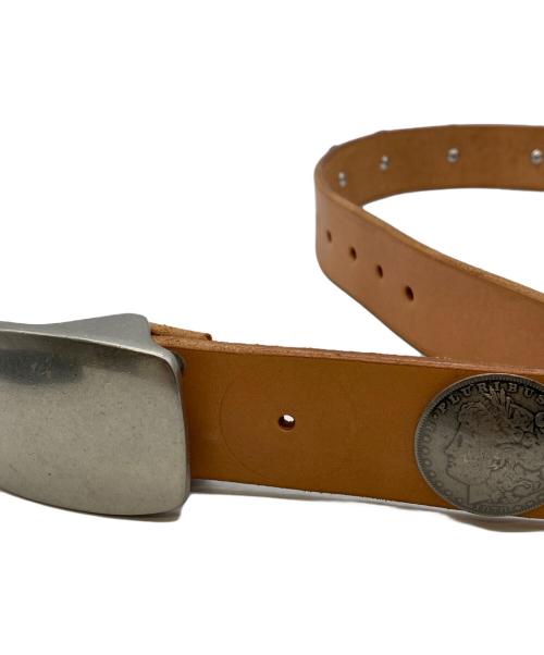 -（-）- (-) 1878レプリカコンチョ レザーベルト ブラウンの古着・服飾アイテム