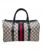 GUCCIグッチ）の古着「ミニボストンバッグ」｜ライトグレー×ネイビー