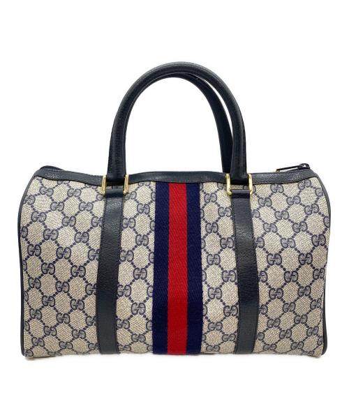 GUCCI（グッチ）GUCCI (グッチ) ミニボストンバッグ ライトグレー×ネイビーの古着・服飾アイテム