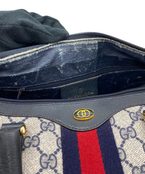 GUCCI（グッチ）GUCCI (グッチ) ミニボストンバッグ ライトグレー×ネイビーの古着・服飾アイテム