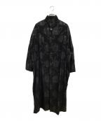 Y'sワイズ）の古着「SPIKES／DOTS PRINT MANDARIN COLLAR COAT」｜ブラック