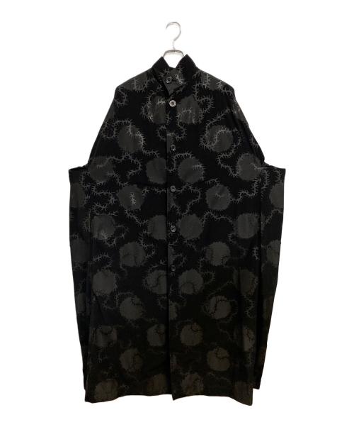 Y's（ワイズ）Y's (ワイズ) SPIKES／DOTS PRINT MANDARIN COLLAR COAT ブラック サイズ:SIZE 2の古着・服飾アイテム