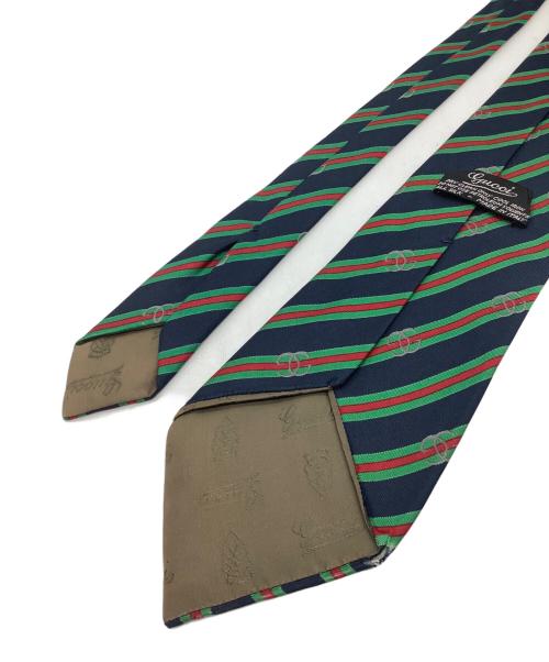 GUCCI（グッチ）GUCCI (グッチ) シルクネクタイ ネイビー×グリーン サイズ:Freeの古着・服飾アイテム