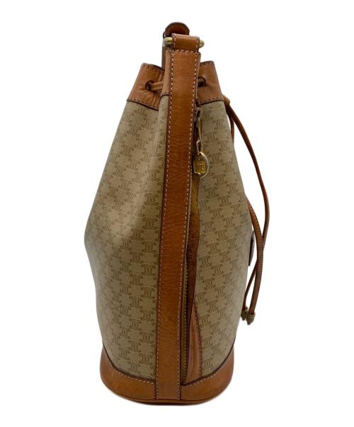 CELINE（セリーヌ）CELINE (セリーヌ) 巾着ショルダーバッグ キャメル×ベージュの古着・服飾アイテム