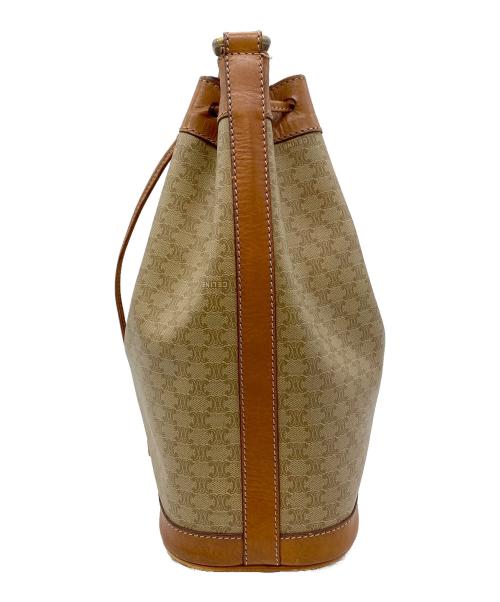 CELINE（セリーヌ）CELINE (セリーヌ) 巾着ショルダーバッグ キャメル×ベージュの古着・服飾アイテム